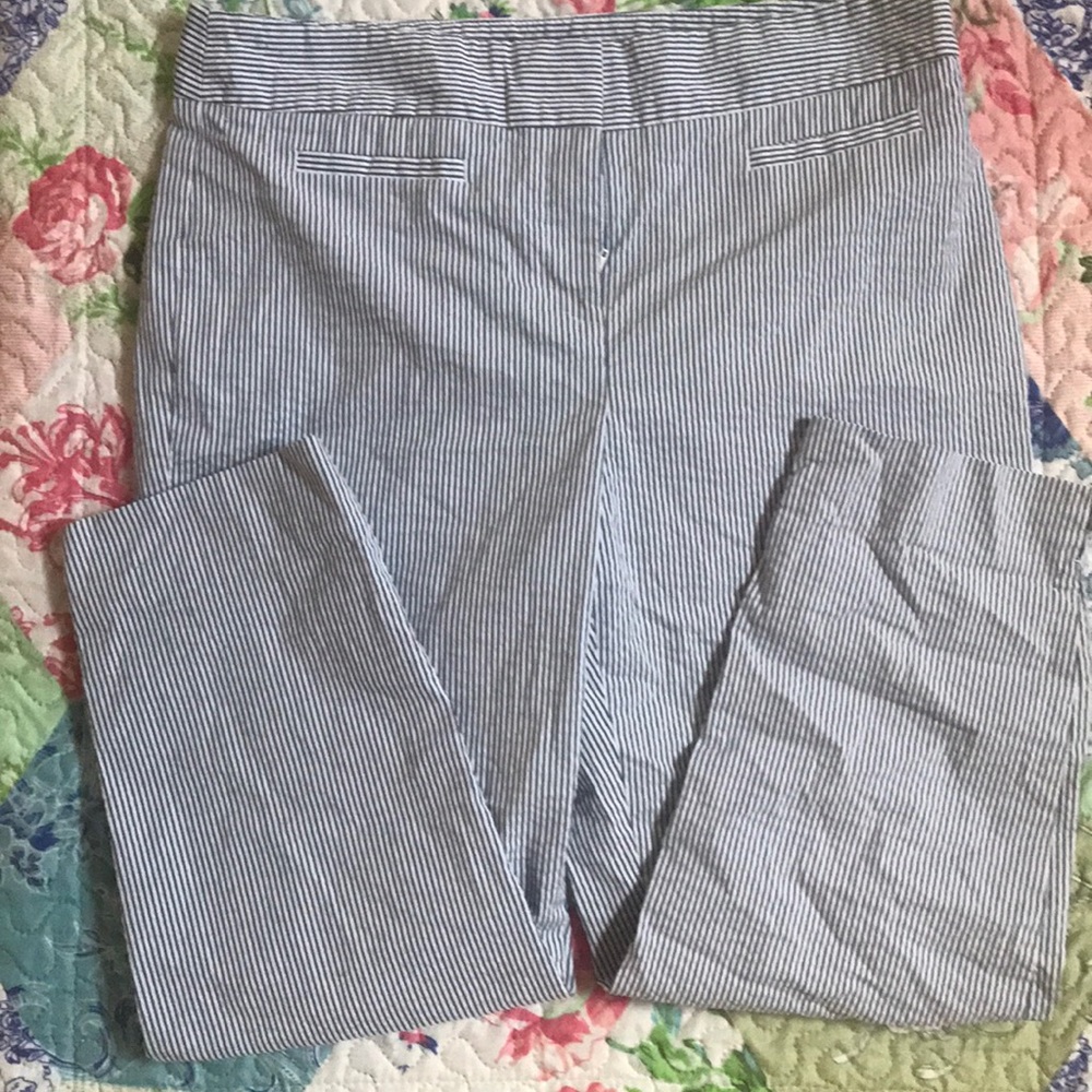 Blue and white striped pants
